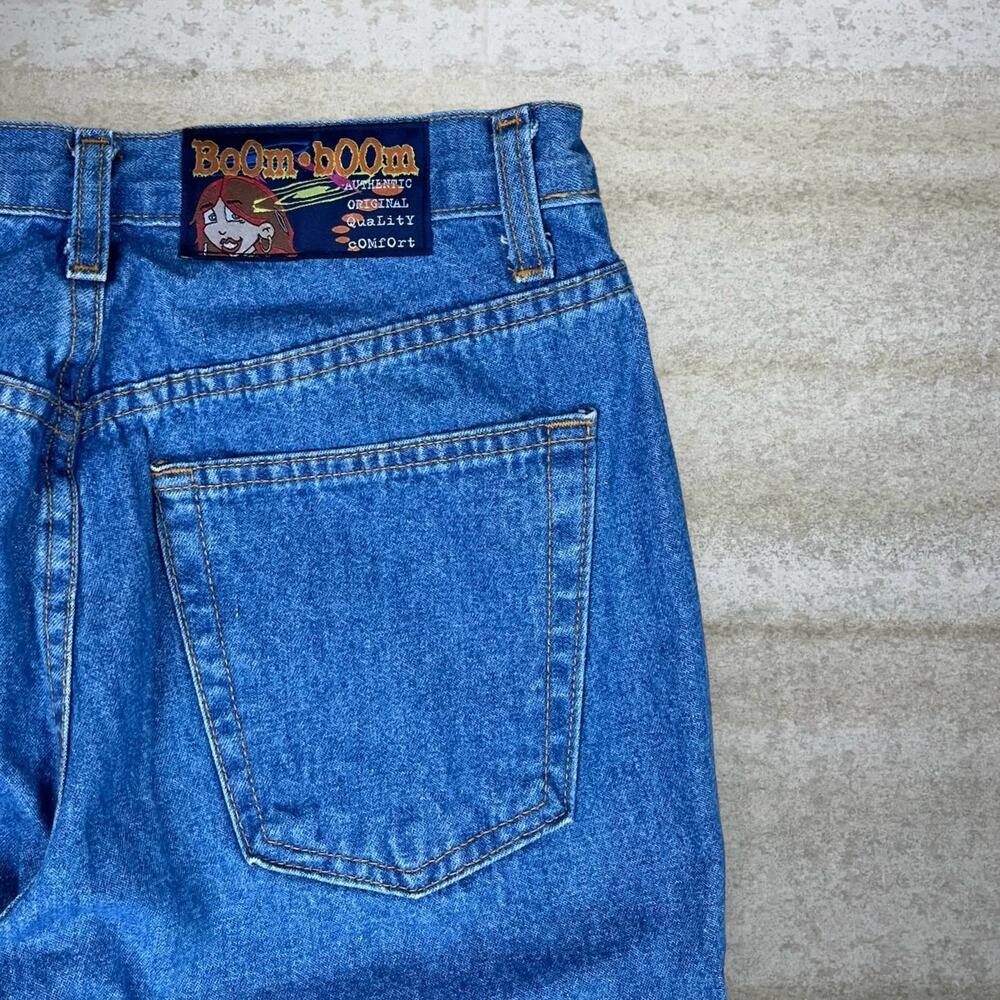 Vintage 90s Boom Boom Jeans 28x34 Flared Fit Bell Bottom Medium Wash Made in USA - Picture 3 of 4